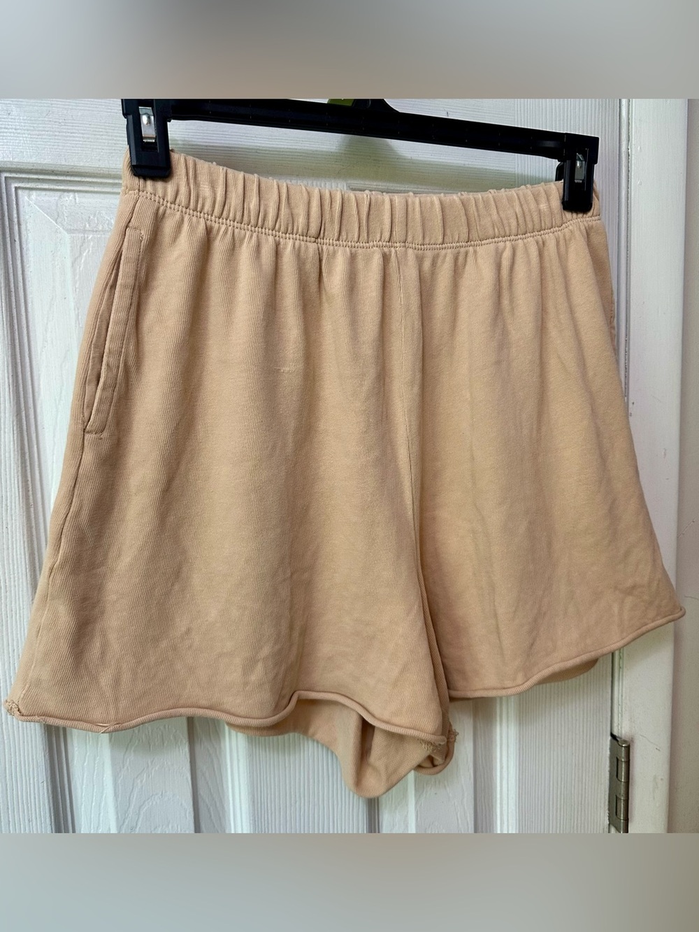 aerie High-Waist Cream Terry Lounge Shorts